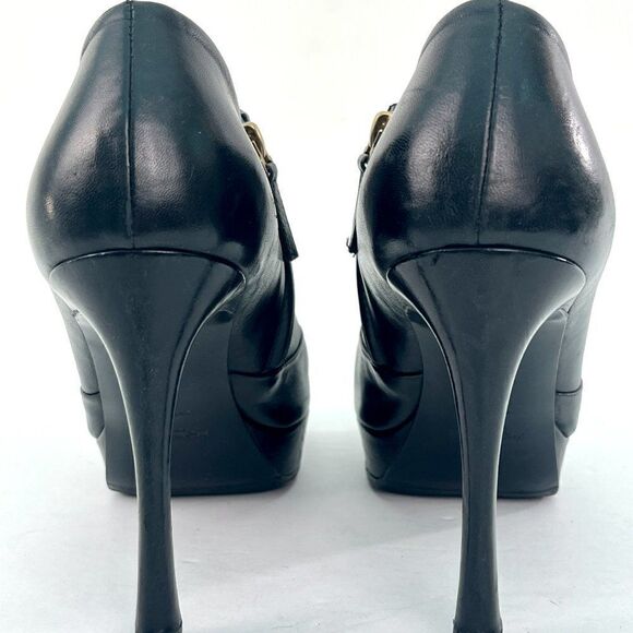 YSL Yves Saint Laurent Leather Gisele Platform Ankle Booties Black Size 39/8.5 - Picture 7 of 12